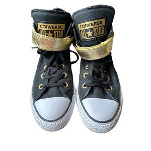 Converse All Star black and gold high tops size 8